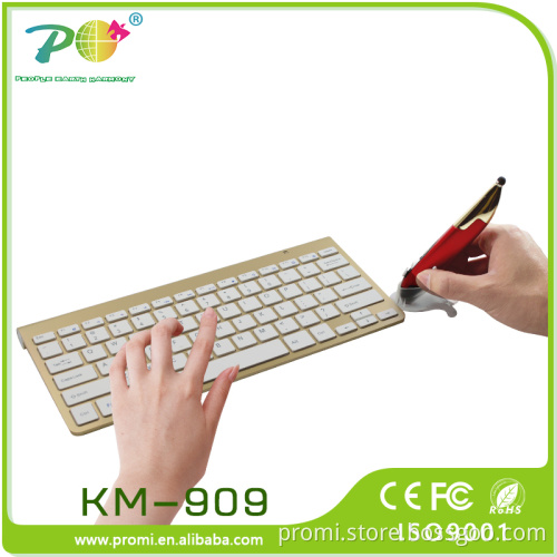 2015 Best selling 2.4G wireless gold Keyboard and pen Mouse Combo can use it on any surface except for glass